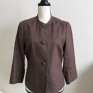 Rafaella brown linen 3/4 sleeve jacket